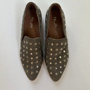 Mi.iM Studded Slip On Loafers Shoes Grey Silver Flats Womens 8.5